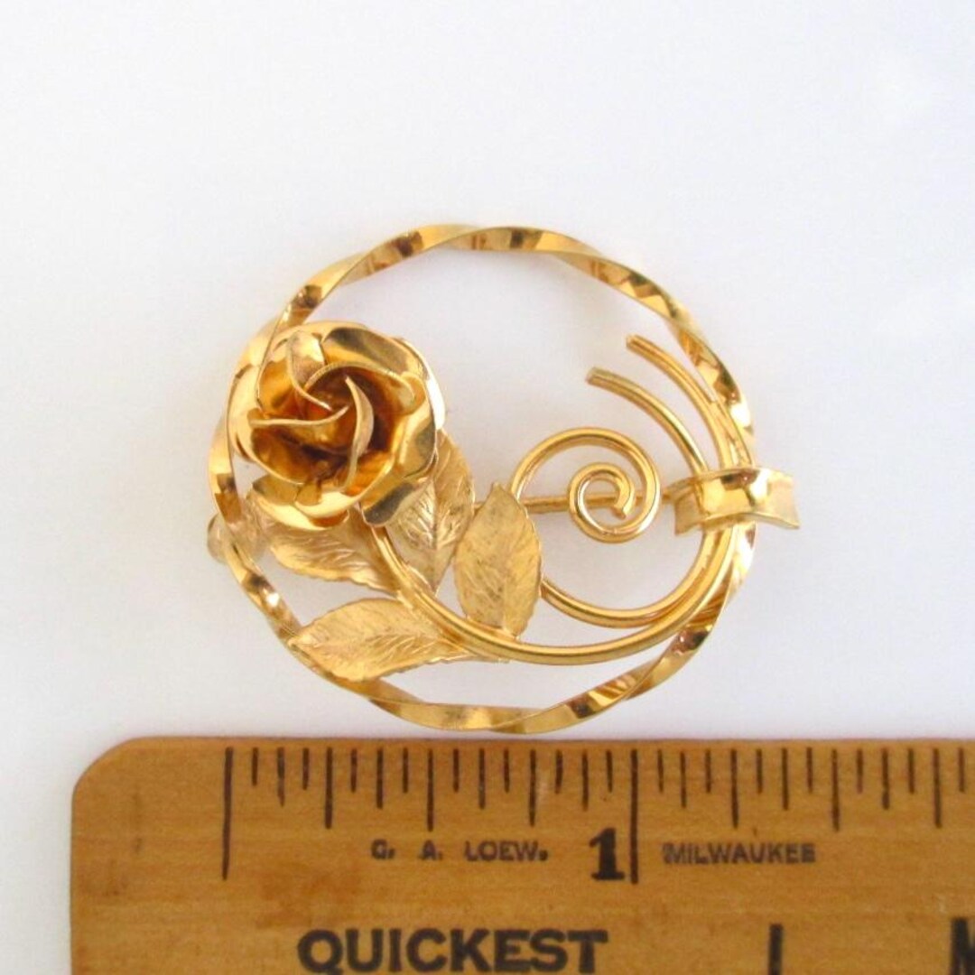 12K Gold Filled 3D Rose Flower Pin / Brooch - Vintage (4.8 Grams) - Etsy