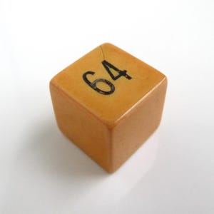 Bakelite Cube - Vintage Yellow w/ Black "64" & Blank Sides (Hairline Crack)