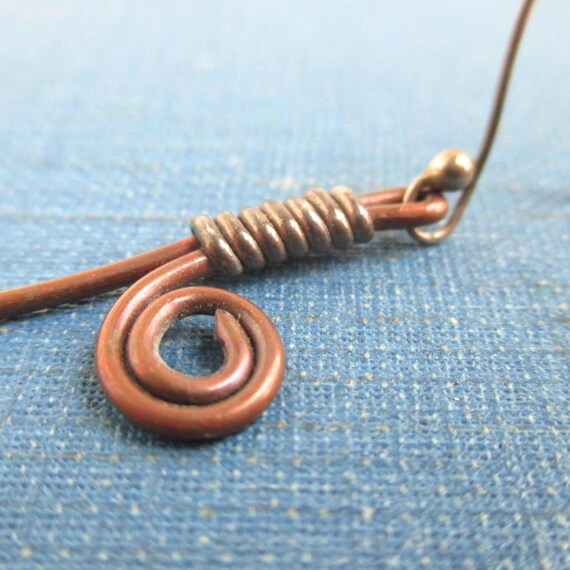 Sterling Silver & Solid Copper Pierced Earrings -… - image 3