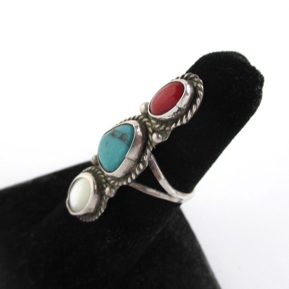 Sterling Silver & Multi-Stone Ring - Vintage Nati… - image 2