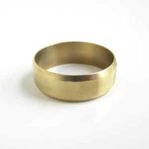 Solid Brass Band / Gold Ring - 8mm Wide w/ Beveled Edges, Size 11.25