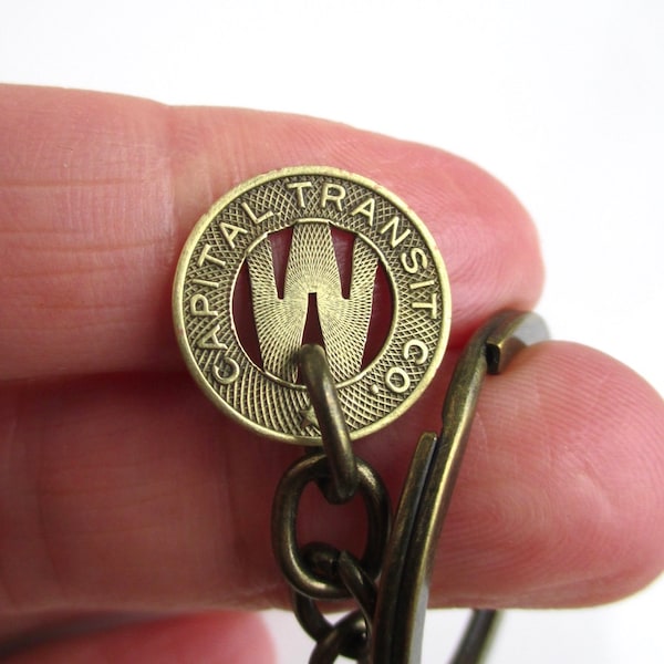 D.C. Transit Token Keychain - Repurposed Vintage Washington DC District of Columbia Capital Coin Key Chain (Choose Gold, Silver or Bronze)