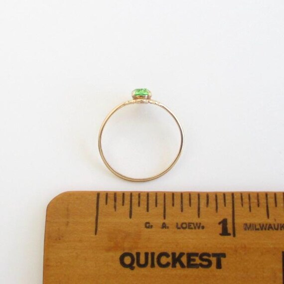 Tiny 10K Solid Yellow Gold Ring w/ Green Stone - … - image 7