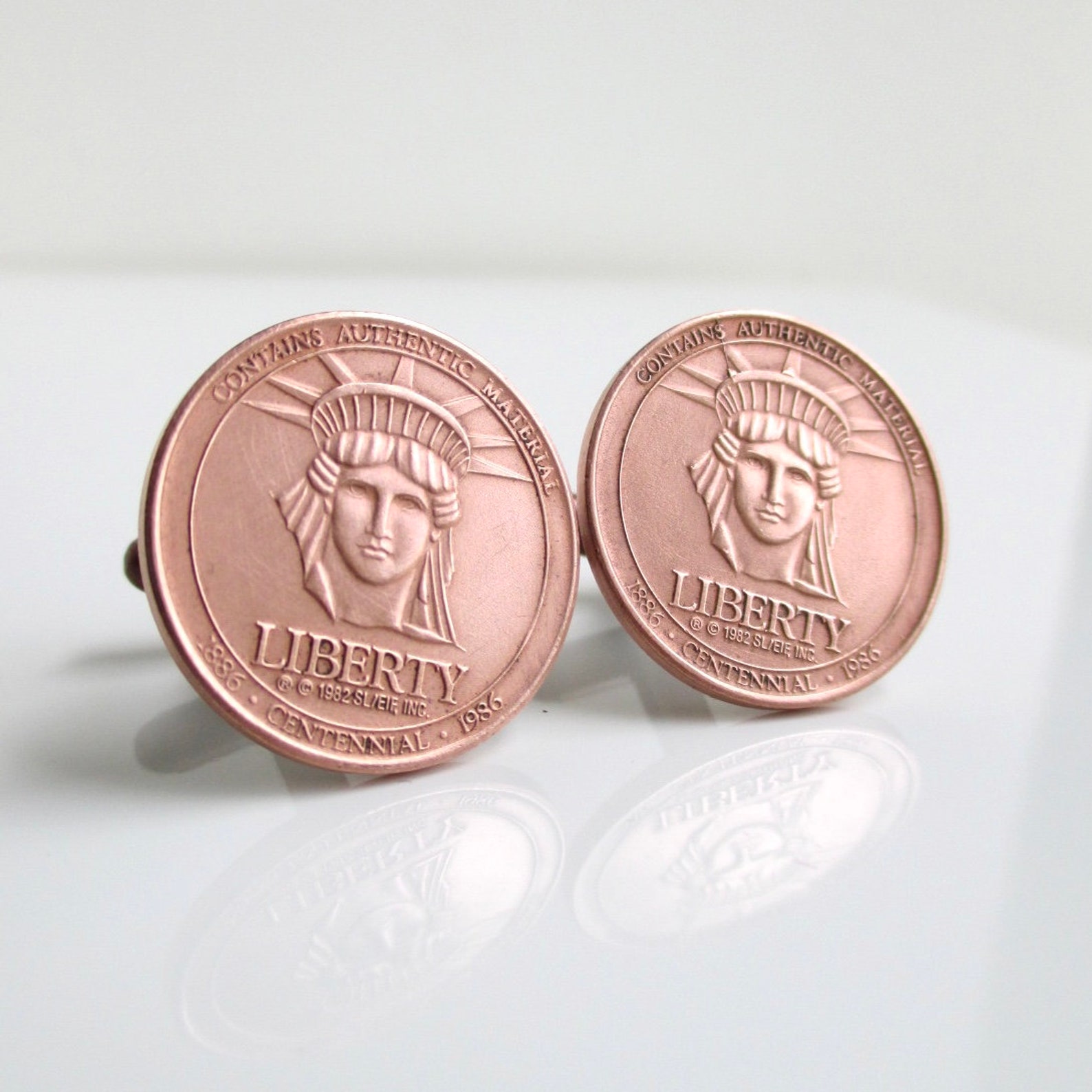 Copper Statue of Liberty Coin Cuff Links Repurposed Vintage Etsy
