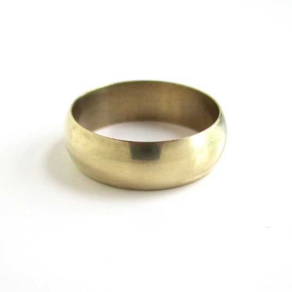 Solid Brass Band / Gold Ring - Size 10 w/ Convex Shape & Thicker Gauge - 6.5mm Wide Band