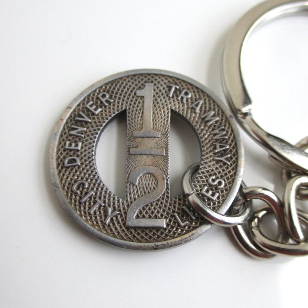 Tramway Keychain Denver City Transit Token Keychain - Repurposed Vintage / Antique ...