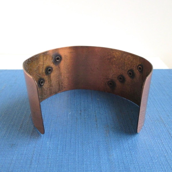 Solid Copper Cuff Bracelet w/ Raised Design - Vin… - image 5