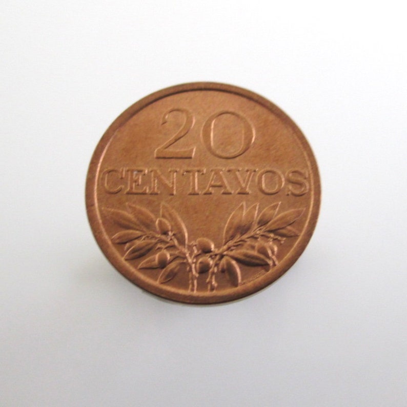 Repurposed Vintage Republica Portuguesa 20 Cenyavos Bronze Coins PORTUGAL Coin Cuff Links