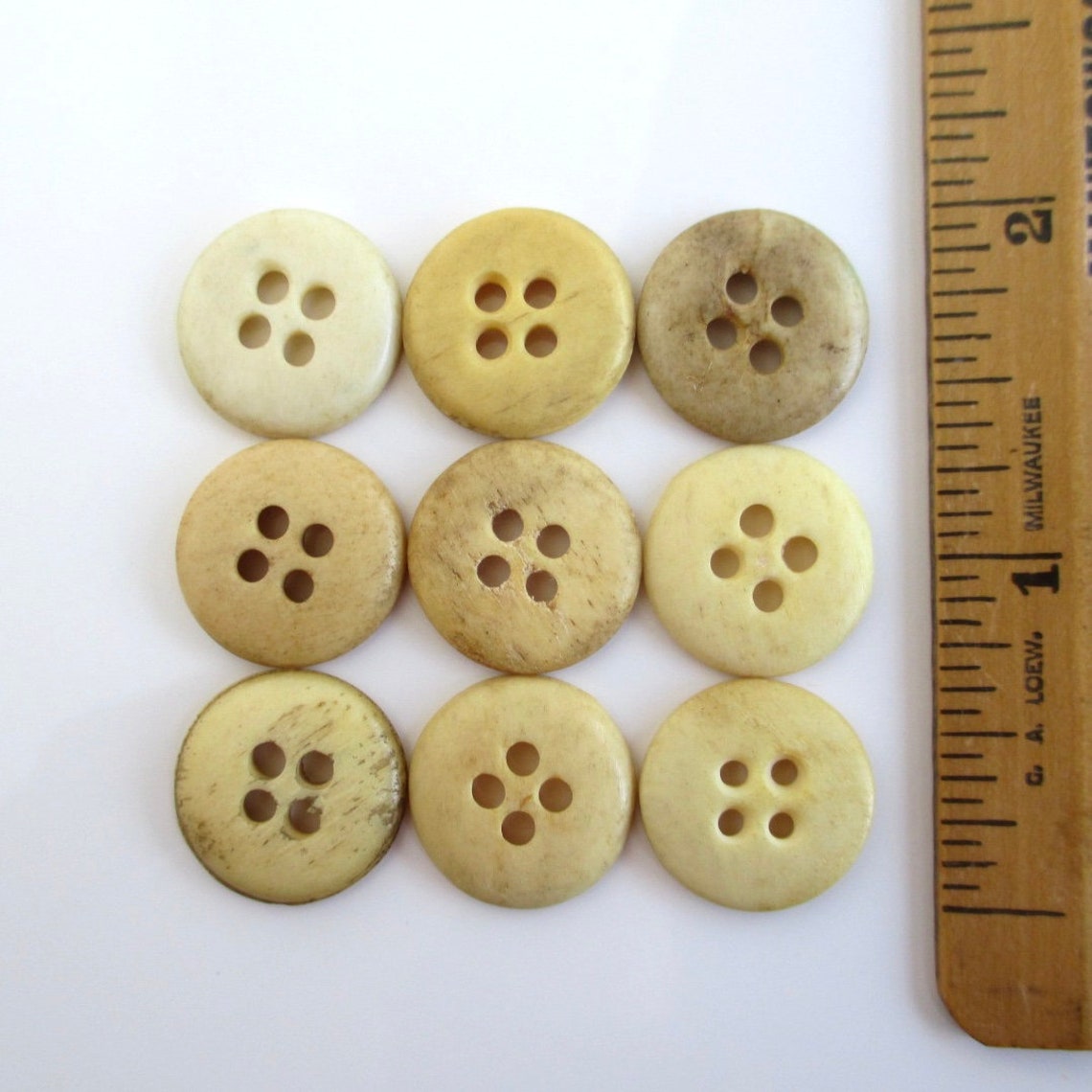 9 Large Antique Bone Buttons Vintage 4 Hole Larger 17mm or | Etsy