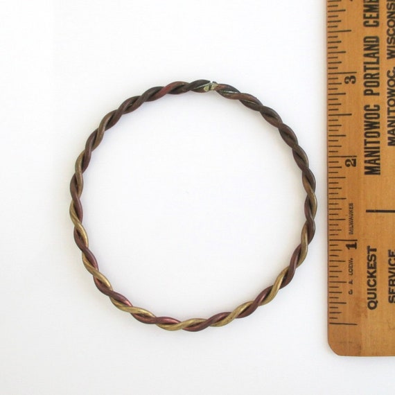 Solid Copper & Brass Bangle Bracelet - Vintage, W… - image 6