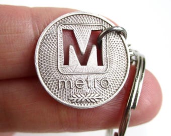 D.C. Metro Token Keychain - Repurposed Vintage Nation's Capital Transit Token / Coin Key Chain Fob
