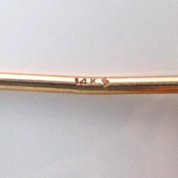 14K Solid Gold Opal Pierced Earrings - Vintage Ro… - image 5