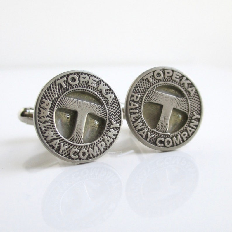 TOPEKA Railway Token Cuff Links Repurposed Vintage Etsy
