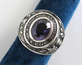 Sterling Silver Chicago Tech. College Class Ring - Vintage W