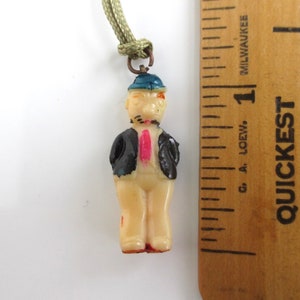 WIMPY Celluloid Charm - Vintage Character Charm w/ Metal Top Ring & Hand Painting
