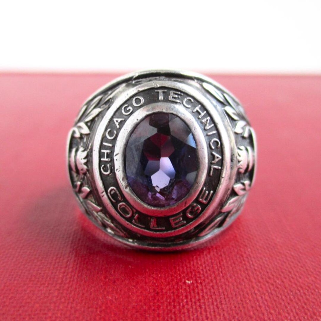 Sterling Silver Chicago Tech College Class Ring - Vintage W/ Purple ...