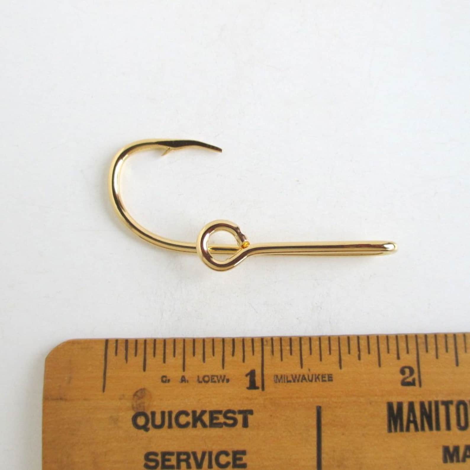 Gold FISH HOOK Tie Bar / Tie Clasp / Tie Clip in Gift Box Etsy