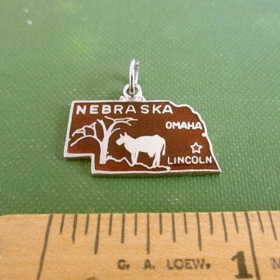 Nebraska State Charm Antiqued Sterling Silver Nebraska State Charm Antiqued Sterling Silver