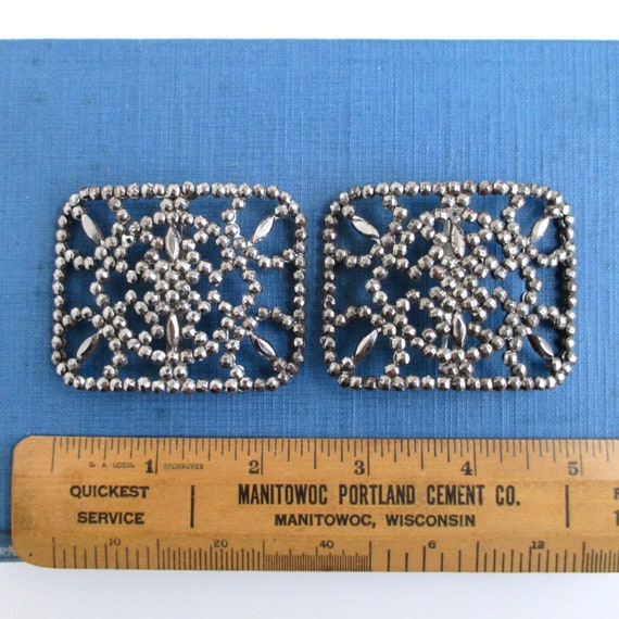Antique Victorian French Cut Steel Belt Buckle Set Pair Of 2 Two (2) Victorian Cut Steel BELT BUCKLES Slides Faceted  main image 2