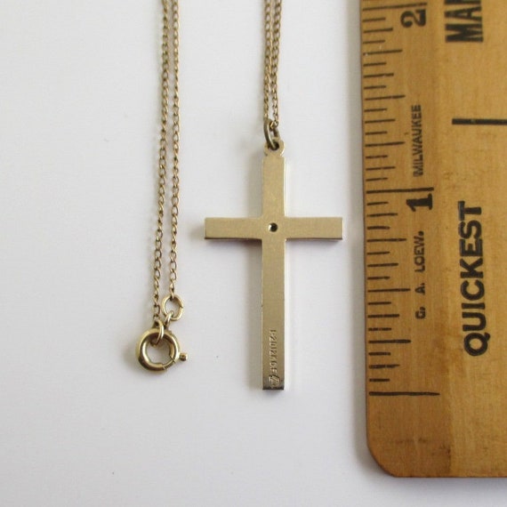 12K Gold Filled Cross Pendant Necklace w/ Colorle… - image 3