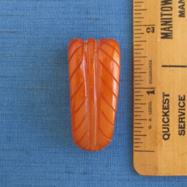 Butterscotch Bakelite Dress Clip - Vintage Hand Carved, Orange