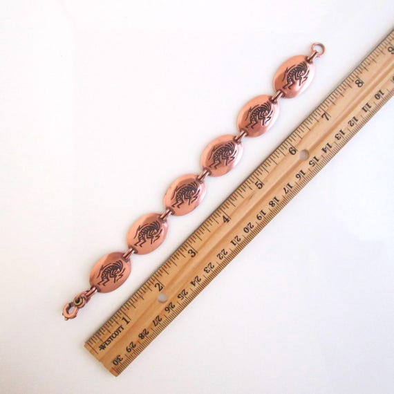 Solid Copper Kokopelli Link Bracelet - Vintage So… - image 7