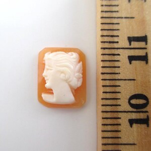 Carved Shell Cameo - Vintage / Antique Loose Hand Carved Rectangular Shape - About 10mm X 8.5mm