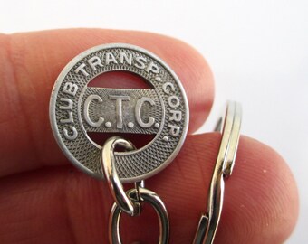 YONKERS Transit Token Keychain - Repurposed Vintage New York Club Transp. Corp. Coin Key Chain / Fob