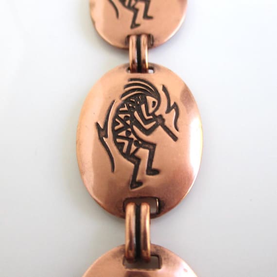 Solid Copper Kokopelli Link Bracelet - Vintage So… - image 2