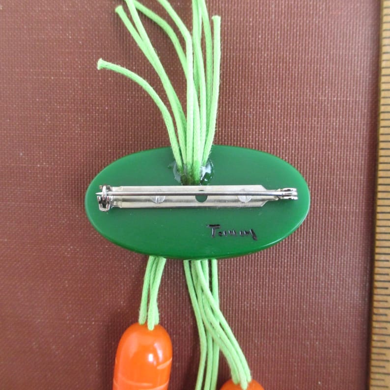 BIG Bakelite Hand Carved Carrot Pin  Brooch Re-Carved Vintage Bakelite Stock