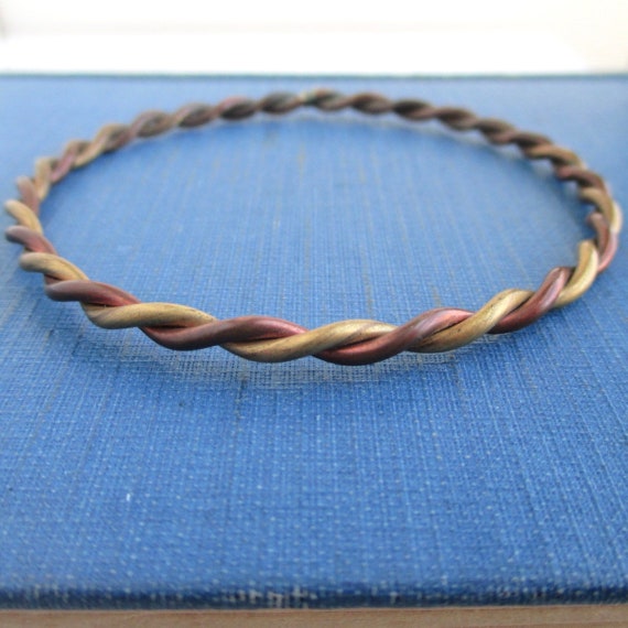 Solid Copper & Brass Bangle Bracelet - Vintage, W… - image 2