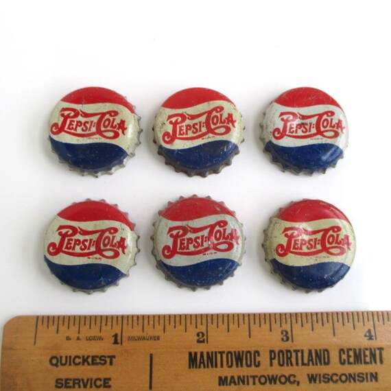 6 Vintage Pepsi Cola Bottle Caps Used w/ Cork Backs Etsy