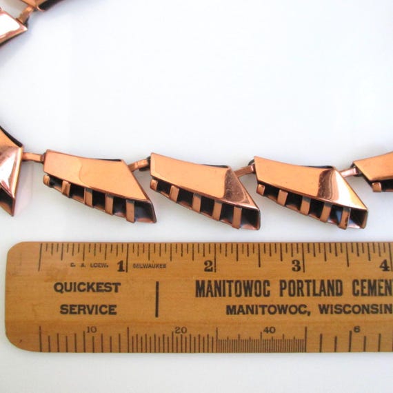 Solid Copper Necklace - Vintage Art Deco / Modern… - image 3