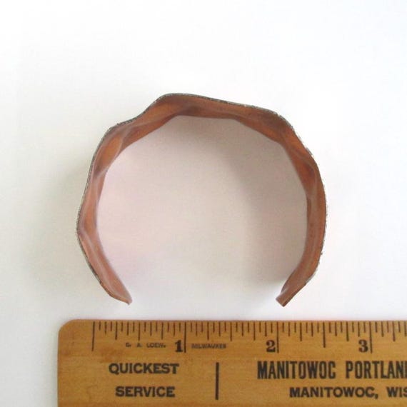 Solid Copper and Sterling Silver Wavy Cuff Bracel… - image 5