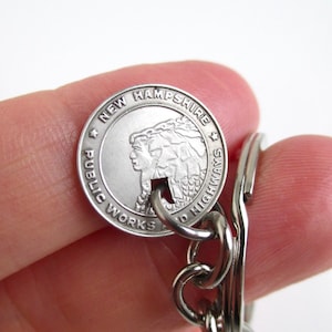 NEW HAMPSHIRE Transit Token Keychain - Repurposed Vintage NH Man in the Mountain Coin Key Chain, Fob