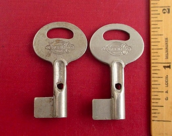 2 Corbin Keys w/ Hollow Barrels - Vintage 1 11/16" Silver Tone w/ Uncut Bits