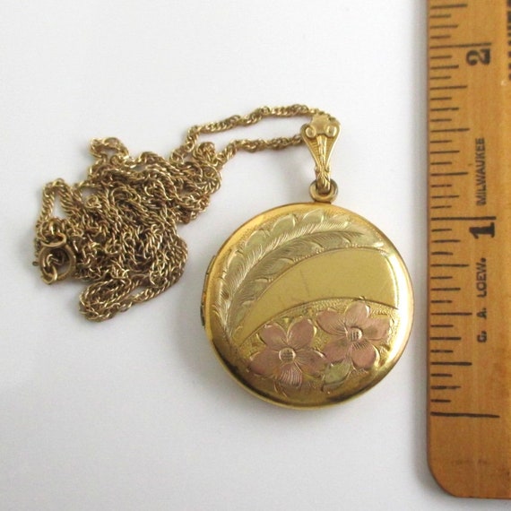 12K Gold Filled Photo Locket Necklace - Vintage, … - image 2