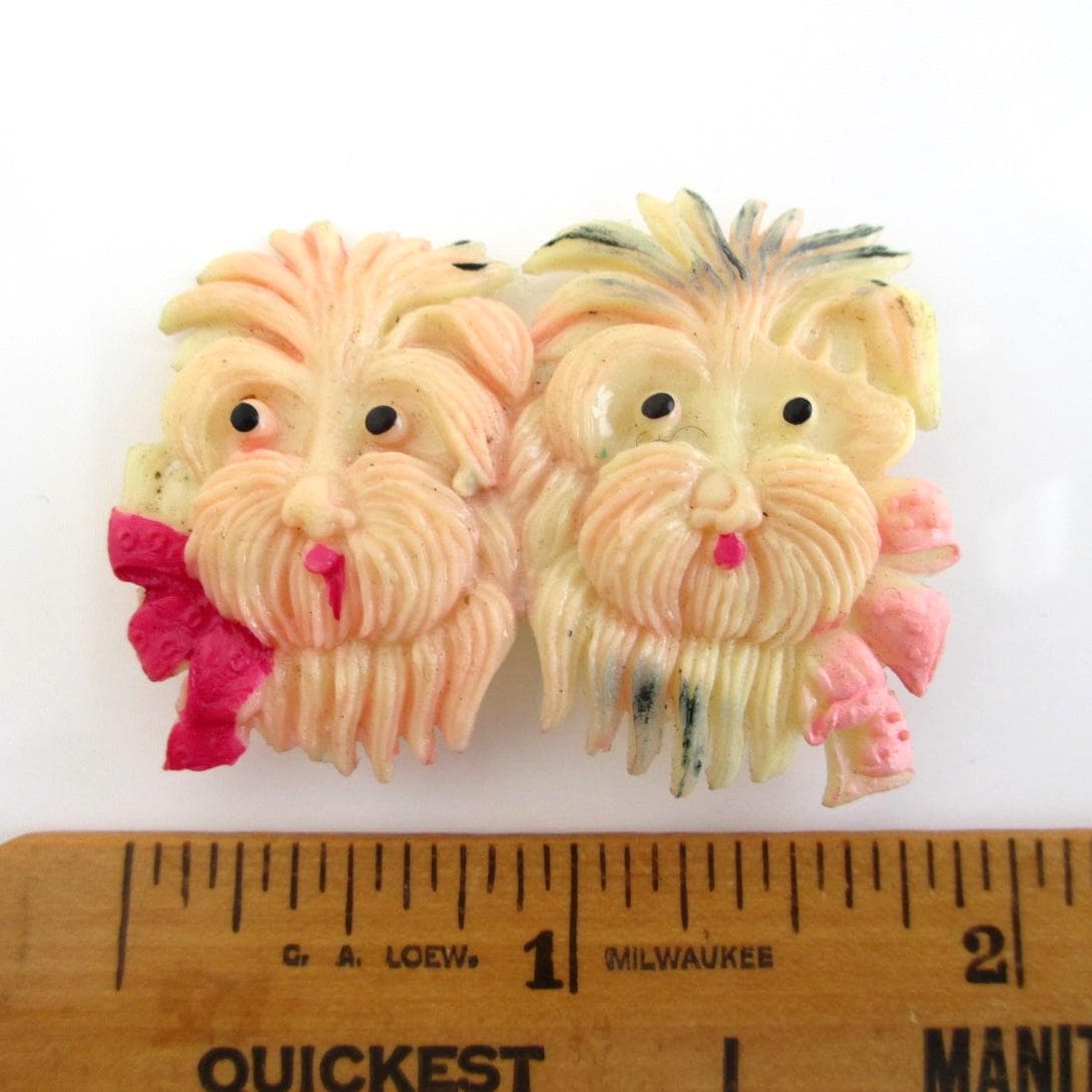 Broche Vintage Scottie Chien En Celluloïd - Signée Japan, Années 60-70 | Bijou Rétro Rare | Occasion