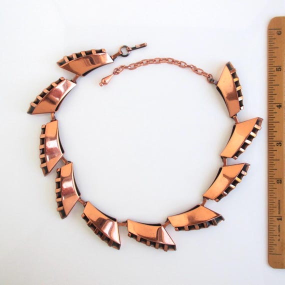 Solid Copper Necklace - Vintage Art Deco / Modern… - image 2