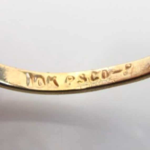 Tiny 10K Solid Yellow Gold Ring w/ Red Stone - Vi… - image 4