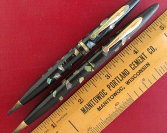 2 Sheaffer Balance Ebonized Pearl Radite Mechanical Pencils - Vintage Sheaffer's, Engravings & Wear