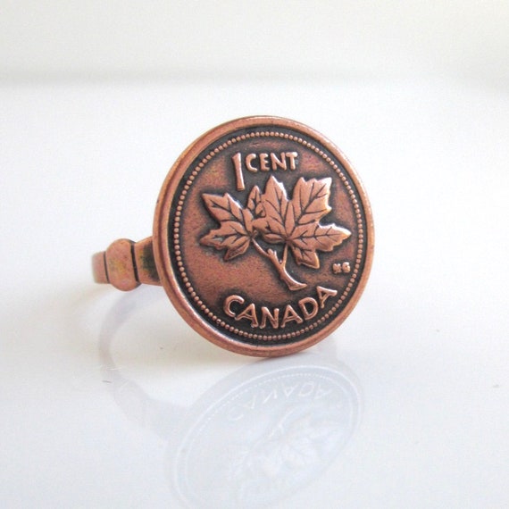 Canada Solid Copper Maple Leaf Ring - Vintage Unu… - image 5