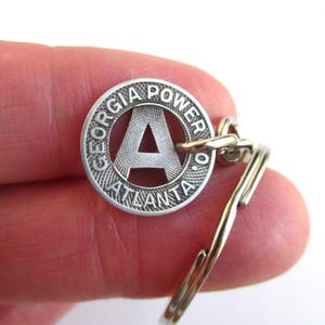 ATLANTA Georgia Power Transit Token Keychain - Repurposed Vintage Coin Key Chain / Fob (Choose Gold or Silver Tone)