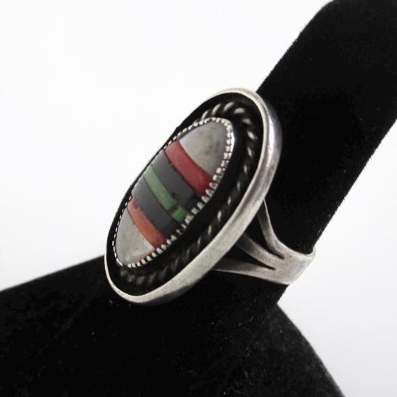 Sterling Silver & Multi-Stone Ring - Vintage Nati… - image 2