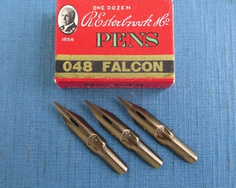 3 Vintage Esterbrook Dip Pen Nibs - #048 Falcon Made in USA (Box Not Included)