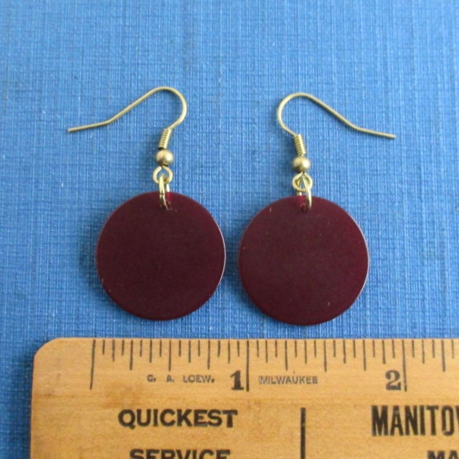 Deep Burgundy Earrings W/ Solid Brass Hardware Vintage Etsy