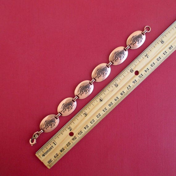 Solid Copper Kokopelli Link Bracelet - Vintage So… - image 3