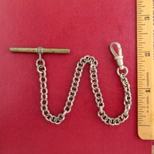 Pocket Watch Chain with T Bar - Vintage / Antique, Unique Chain Design (8.75" Long)
