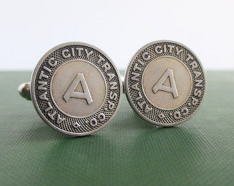 ATLANTIC CITY Transit Token Cuff Links - Repurposed Vintage NJ Coins