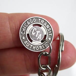 Chicago CTA Transit Token Keychain - Repurposed Vintage Silver Tone Coin Key Chain / Fob